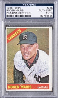 1966 Topps #365 Roger Maris Signed Card - PSA/DNA Authentic 